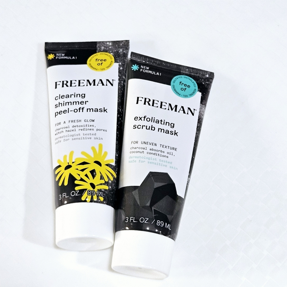 NWT FREEMAN CLEARING SHIMMER PEEL-OFF MASK + EXFOLIATING SCRUB MASK!